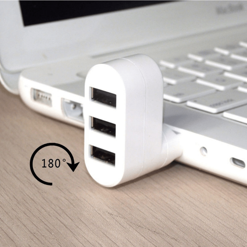 Top-notch mini USB hub adapter with 3 rotating ports for laptops and PCs