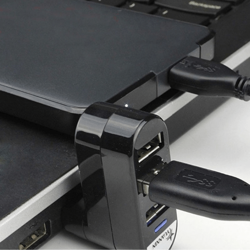 Top-notch mini USB hub adapter with 3 rotating ports for laptops and PCs