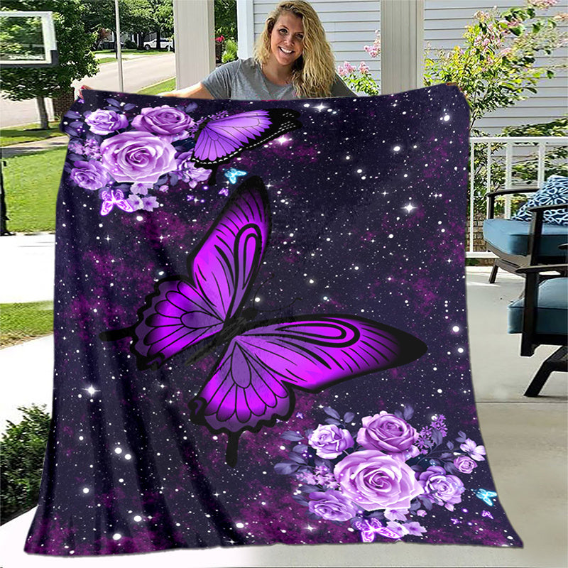 Wrap her in luxury with the Soft and Cozy Butterfly Floral Print Flannel Blanket - A perfect gift for birthdays or holidays for women and girls!