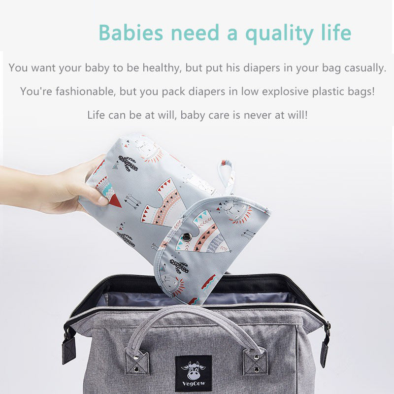 Durable and waterproof diaper bag that is also reusable, with a large capacity for moms to store all their diaper essentials. This versatile handbag is perfect for carrying all your baby supplies when going out, and can also be a great gift for