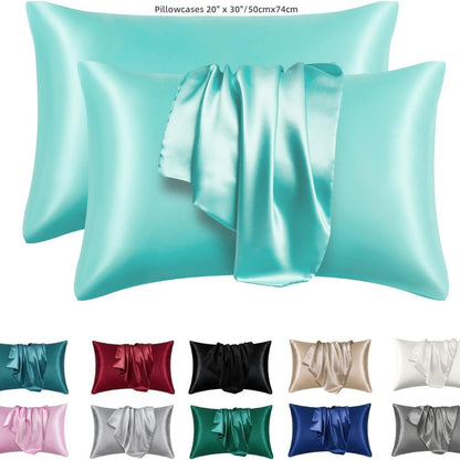 Set of 2 Polyester Pillowcases for Skin and Hair (Core Not Included) - Satin Pillowcases that are Soft, Breathable, Smooth, and Cooling for a Restful Night's Sleep