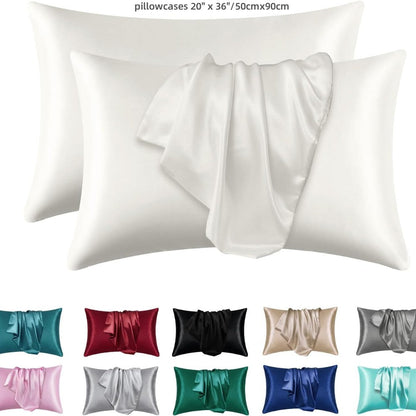 Set of 2 Polyester Pillowcases for Skin and Hair (Core Not Included) - Satin Pillowcases that are Soft, Breathable, Smooth, and Cooling for a Restful Night's Sleep