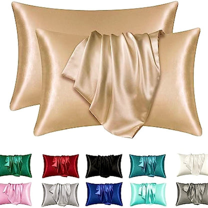 Set of 2 Polyester Pillowcases for Skin and Hair (Core Not Included) - Satin Pillowcases that are Soft, Breathable, Smooth, and Cooling for a Restful Night's Sleep