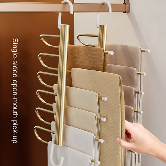 1 or 2 pieces of a 6-layer stainless steel clothes rack that can be folded for storage. Perfect for organizing pants, ties, scarves, belts, bras, dresses, and other clothes in the bedroom, balcony, dorm, or back to college. A must-have essential for any