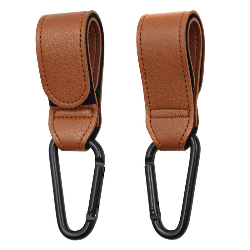 Get 2 Stroller Hooks made with Premium Vegan Faux Leather - Perfect for Hanging Diaper Bags, Grocery Shopping Bags, and more! Great as Pram Straps and a thoughtful Gift for Christmas, Halloween, Thanksgiving, or Easter.