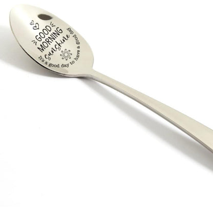 Looking for a quirky gift for a tea lover? Check out this engraved stainless steel teaspoon perfect for women, men, best friends, and coworkers!