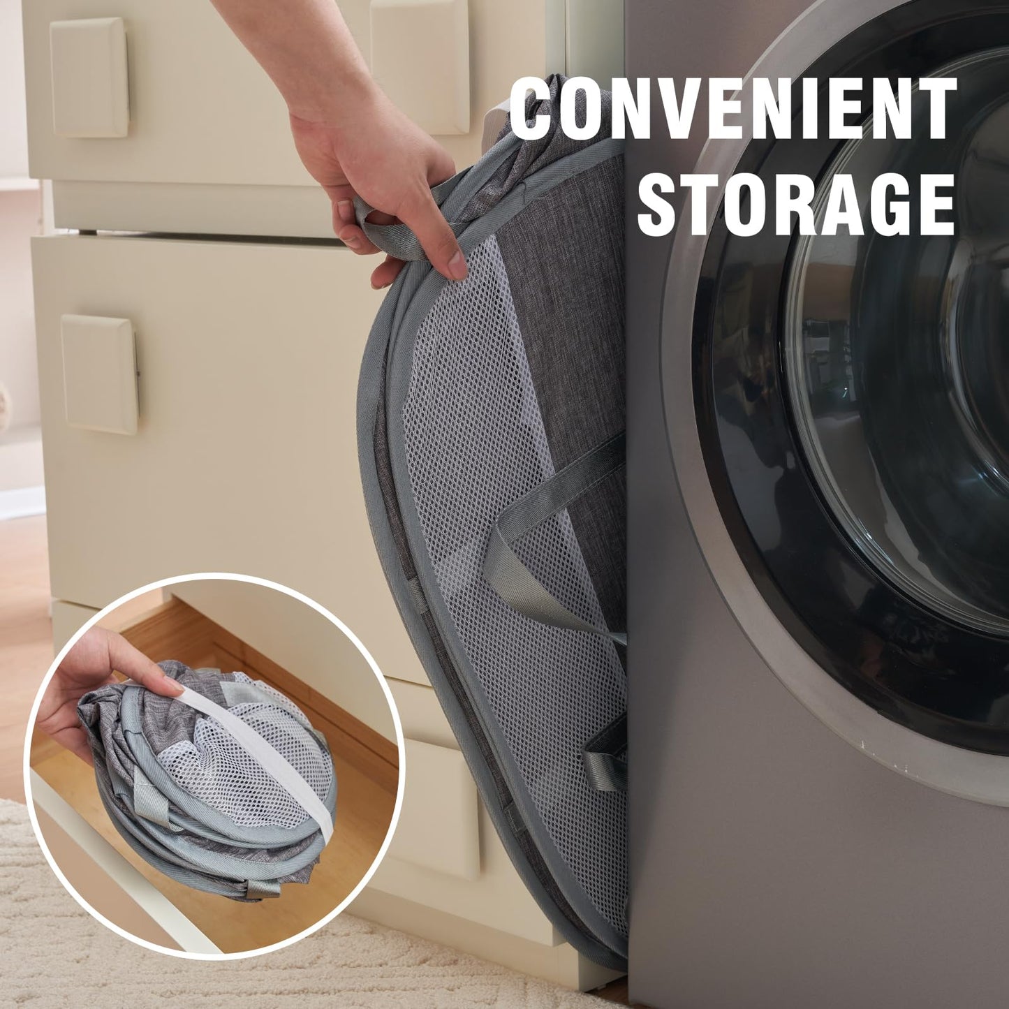 Collapsible Laundry Baskets: Convenient Foldable Design with Reinforced Handles, Durable Pop-Up Hampers for Laundry. Tearproof and Easy to Carry Basket for Home, Dorm, Travel, and Organization. Ideal for Storage Supplies.