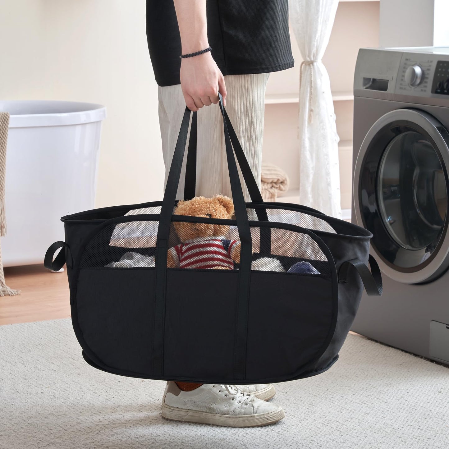 Collapsible Laundry Baskets: Convenient Foldable Design with Reinforced Handles, Durable Pop-Up Hampers for Laundry. Tearproof and Easy to Carry Basket for Home, Dorm, Travel, and Organization. Ideal for Storage Supplies.