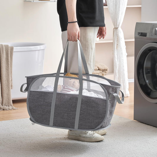 Collapsible Laundry Baskets: Convenient Foldable Design with Reinforced Handles, Durable Pop-Up Hampers for Laundry. Tearproof and Easy to Carry Basket for Home, Dorm, Travel, and Organization. Ideal for Storage Supplies.