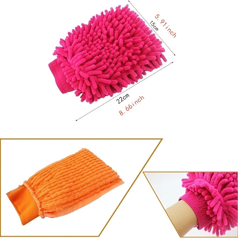 Anti-scratch microfiber car wash gloves for cars and home kitchen.