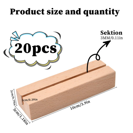 Набор из 20 рассадочных карточек и держателей для карточек ручной работы из массива бука на свадьбу - элегантный декор стола для фотографий, заметок, заметок и открыток, создающий теплую атмосферу на свадьбах и вечеринках