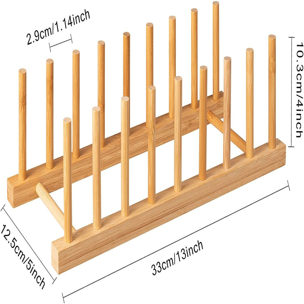 Keep your kitchen organized and clutter-free with this versatile 1pc Bamboo Rack. Use it to store dishes, plates, bowls, cups, books, pots, lids, cutting boards, and more. This stand drainer doubles as a storage holder and organizer for your kitchen