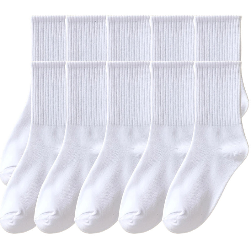 10 pairs of plain color unisex casual socks for autumn/winter. High stockings for women and men.