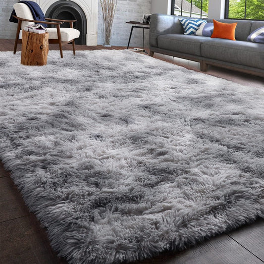 Luxurious 1PC Grey Ultra-Soft Tie-Dye Plush Carpet - Perfect for Living and Bedroom - Absorbs Water, Stain-Resistant, and Non-Slip - Ideal Home Décor Area Rug