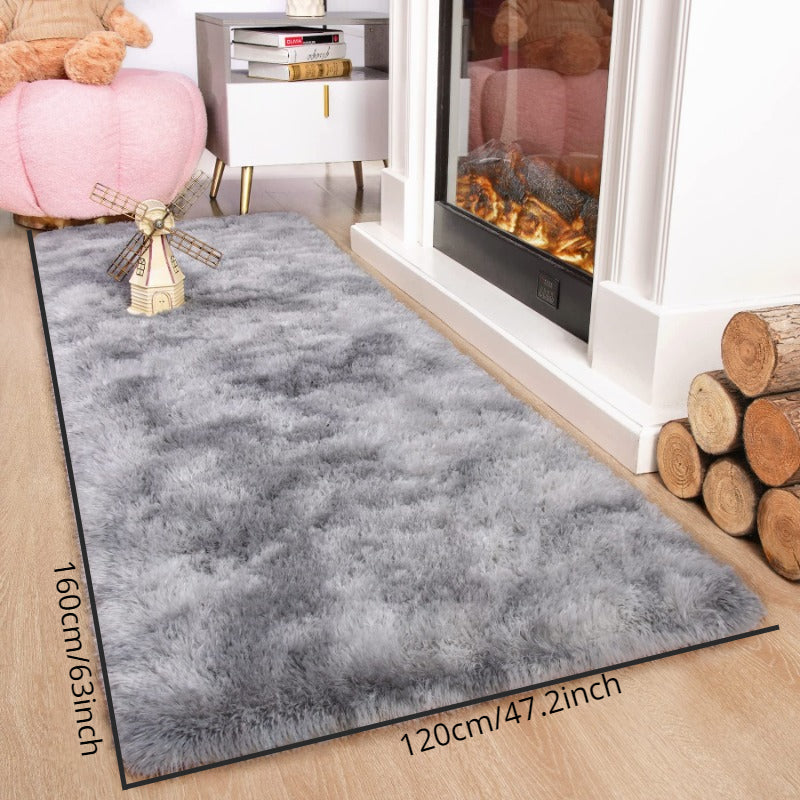 Luxurious 1PC Grey Ultra-Soft Tie-Dye Plush Carpet - Perfect for Living and Bedroom - Absorbs Water, Stain-Resistant, and Non-Slip - Ideal Home Décor Area Rug