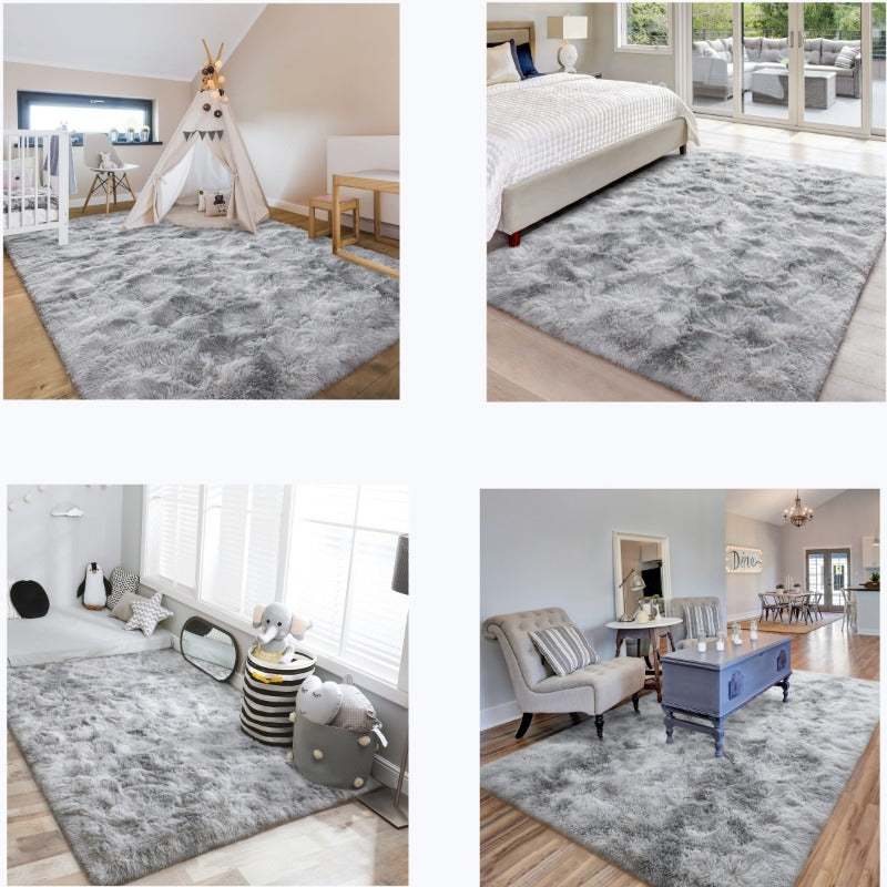 Luxurious 1PC Grey Ultra-Soft Tie-Dye Plush Carpet - Perfect for Living and Bedroom - Absorbs Water, Stain-Resistant, and Non-Slip - Ideal Home Décor Area Rug