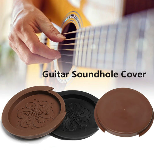 Silicone sound buffer block for acoustic guitar soundhole cover.