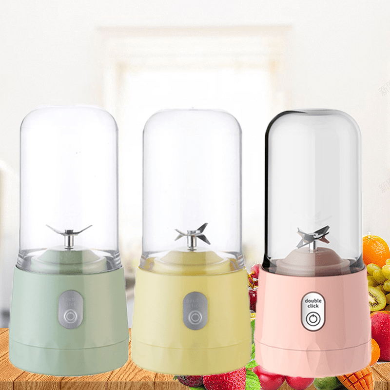 Portable Electric Juicer Cup with 400ml Capacity, Multifunctional Fruit Bottle and Orange Juicer Machine. Mini Table Blender that is USB Rechargeable with Juicer Accessories included.