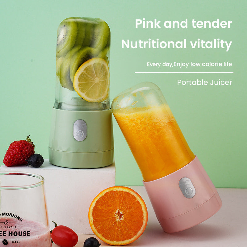 Portable Electric Juicer Cup with 400ml Capacity, Multifunctional Fruit Bottle and Orange Juicer Machine. Mini Table Blender that is USB Rechargeable with Juicer Accessories included.