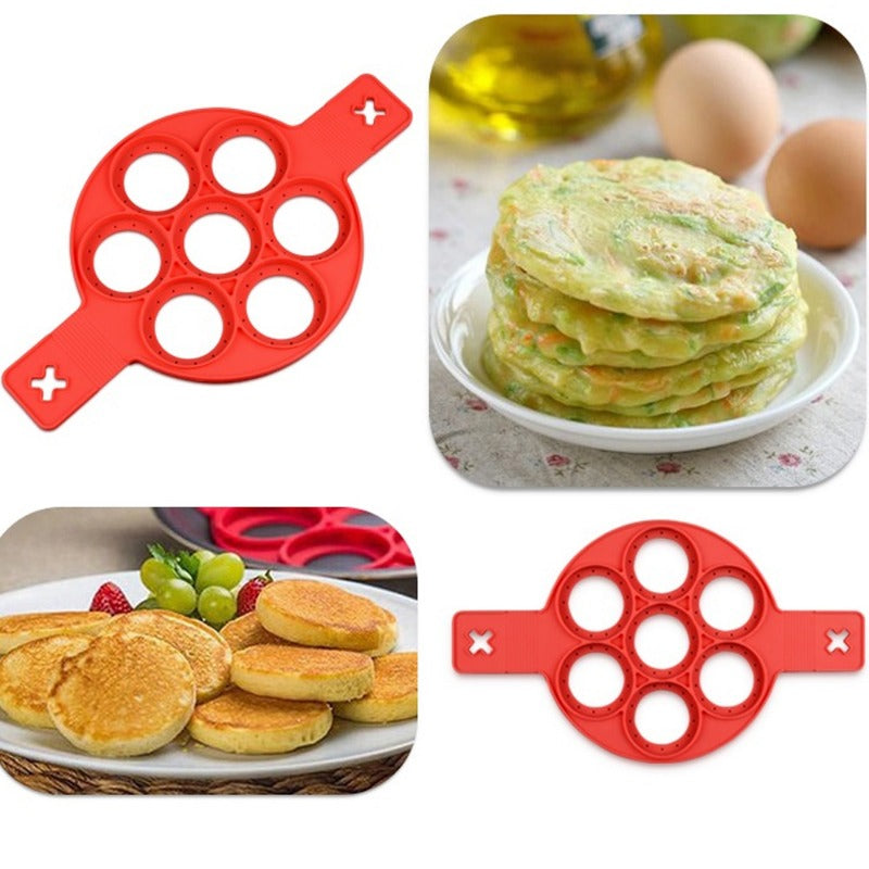 Yopishqoq silikon omlet qozoni, 7 bo'shliqli qolip bilan, uyda mukammal shakldagi pancake va tuxum tayyorlash uchun ideal. Oshxonangiz uchun ko'p funksiyali pishirish asbobi.