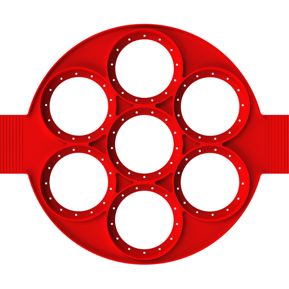 Yopishqoq silikon omlet qozoni, 7 bo'shliqli qolip bilan, uyda mukammal shakldagi pancake va tuxum tayyorlash uchun ideal. Oshxonangiz uchun ko'p funksiyali pishirish asbobi.