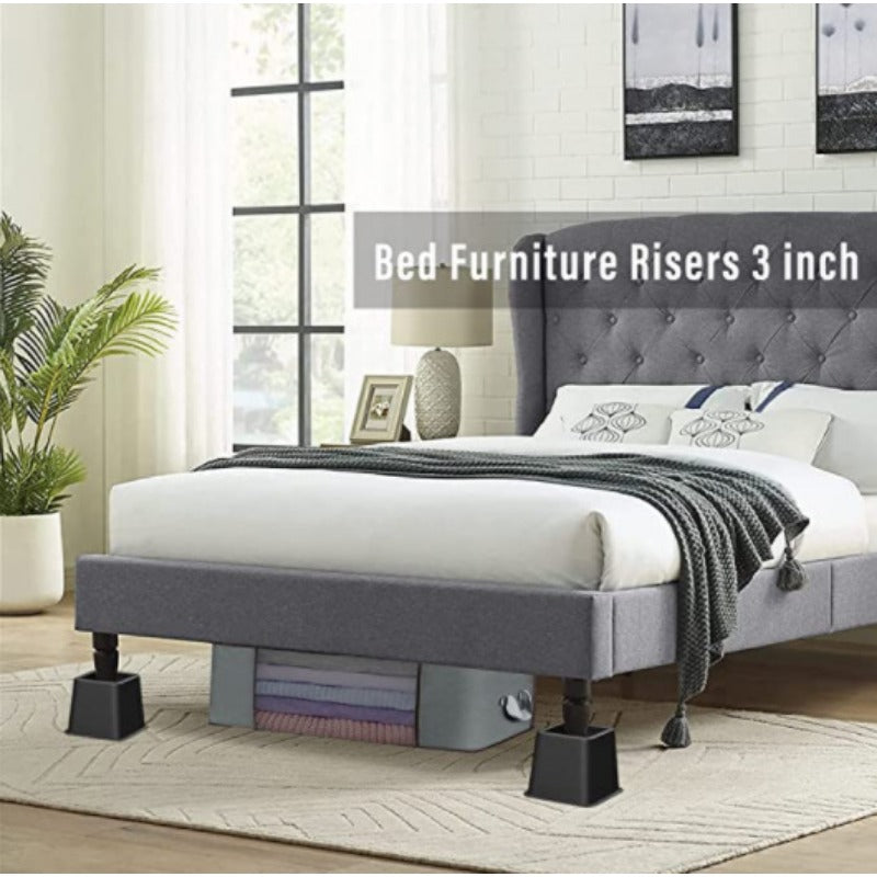 Adjustable Bed Riser & Furniture Riser Set with 4, 6, or 8 Pieces, Stackable