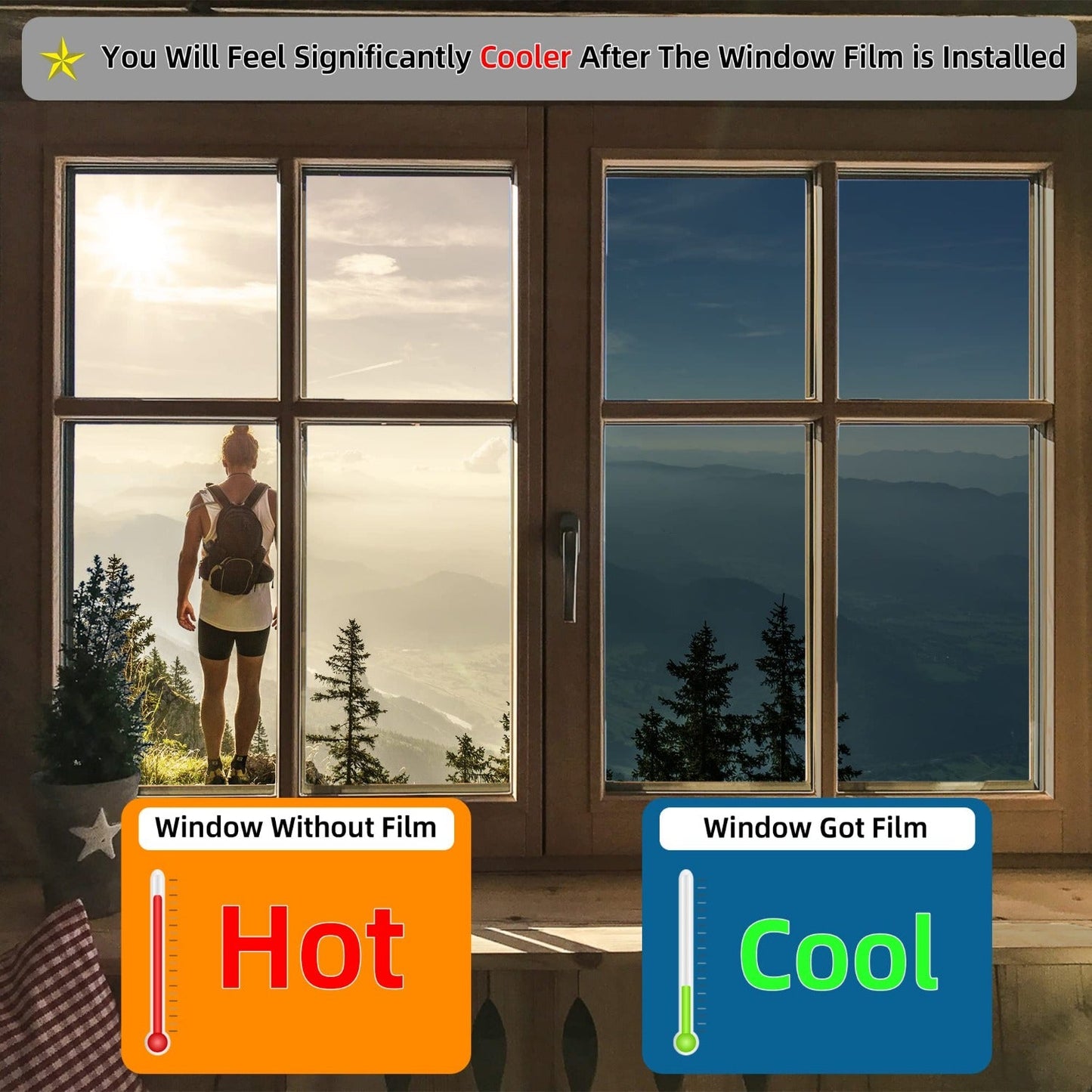 Transform your living space with this premium set of 4 Sunshade Heat Insulation Film Window Glass Stickers. Made from high-quality PET material, this one-way perspective film provides heat control, blocks 99% UV rays, and offers complete privacy. Easy to