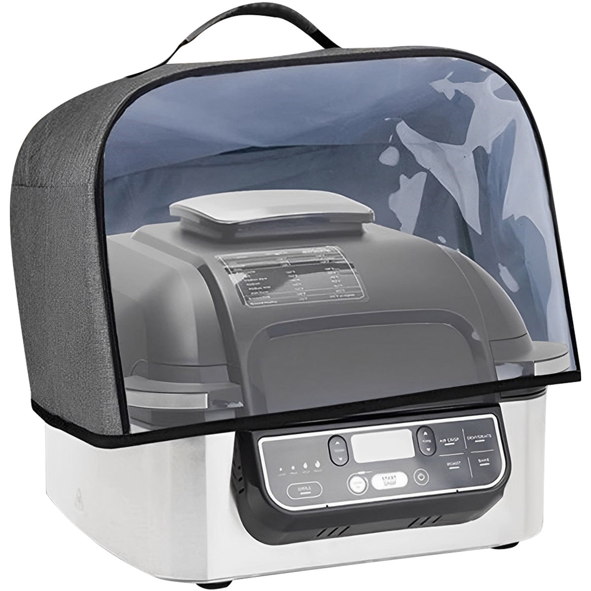 Protect your air fryer with this durable dust cover, featuring storage pockets and a clear front panel. Compatible with Ninja Foodi Grill AG301, AG302, and AG400 models, this waterproof cover measures 34.29 x 35.56 x 24.77 cm, making it the perfect fit