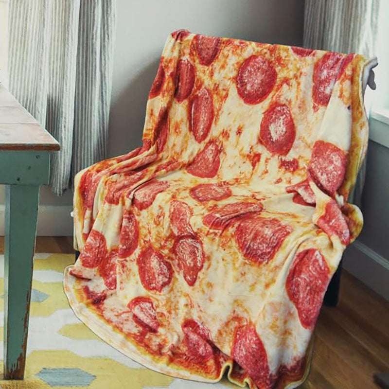 Enjoy the delicious comfort of our 1-piece Ham Pizza Print Blanket, a fun and cozy round flannel blanket. Perfect for snuggling up on the couch, sofa, or bed, or taking on camping trips or travels. This soft and warm throw blanket is a versatile gift for