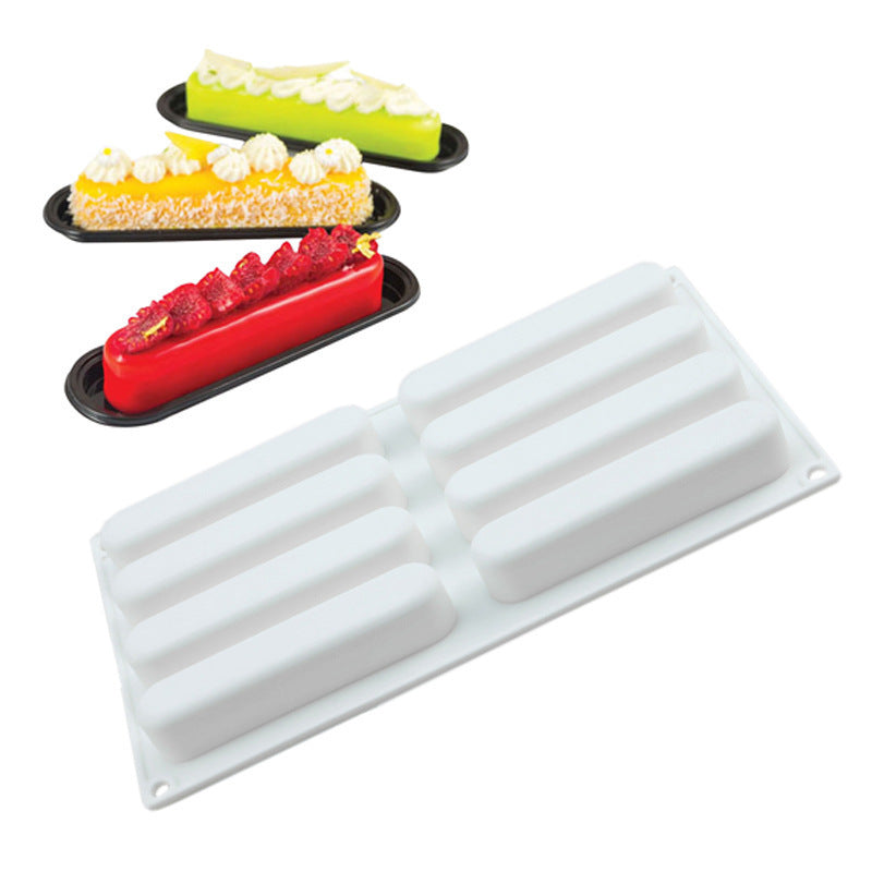 French Mousse Cake Mold - 1 Piece, 8 Long Strips of Sausage Silicone Mold for Baking DIY Pudding and Chocolate