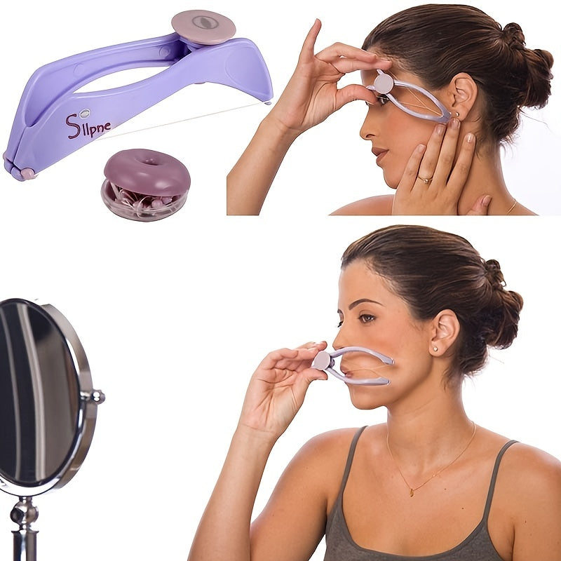 Purple Mini Facial Hair Remover for Women - Easy DIY tool with sliding mechanism for smooth, hair-free skin, compact and convenient for on-the-go grooming.