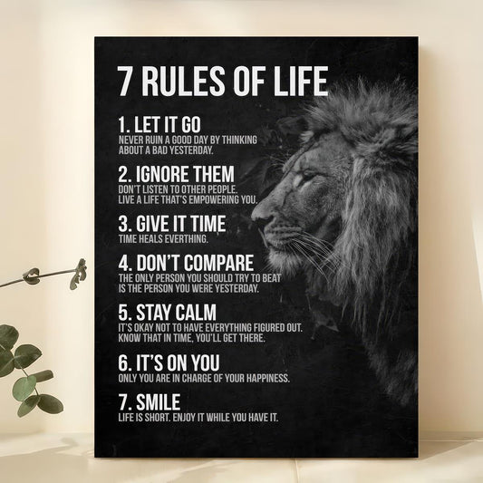 1pc Vintage Canvas Poster featuring Inspirational Quotes and the 7 Rules of Life. Ideal for bedroom decor, Fall wall art, and room decoration. Frame not included.