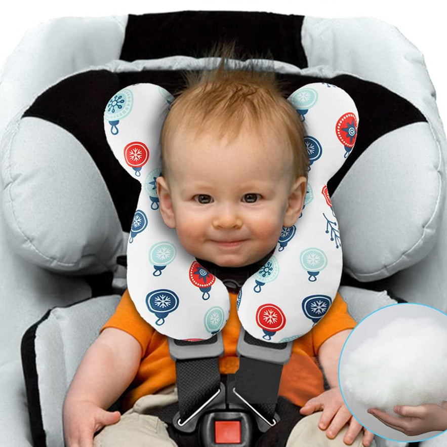 New and improved Baby Travel Pillow provides enhanced neck and head support for infants in car seats and pushchairs.