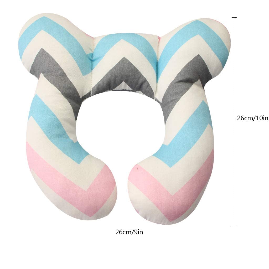 Bestselling Soft Polyester Neck Support Pillow for Kids - Lightweight Travel Pillow for Car Seat, Stroller, Unique Circle Design in White and Red, Kids Neck Pillows