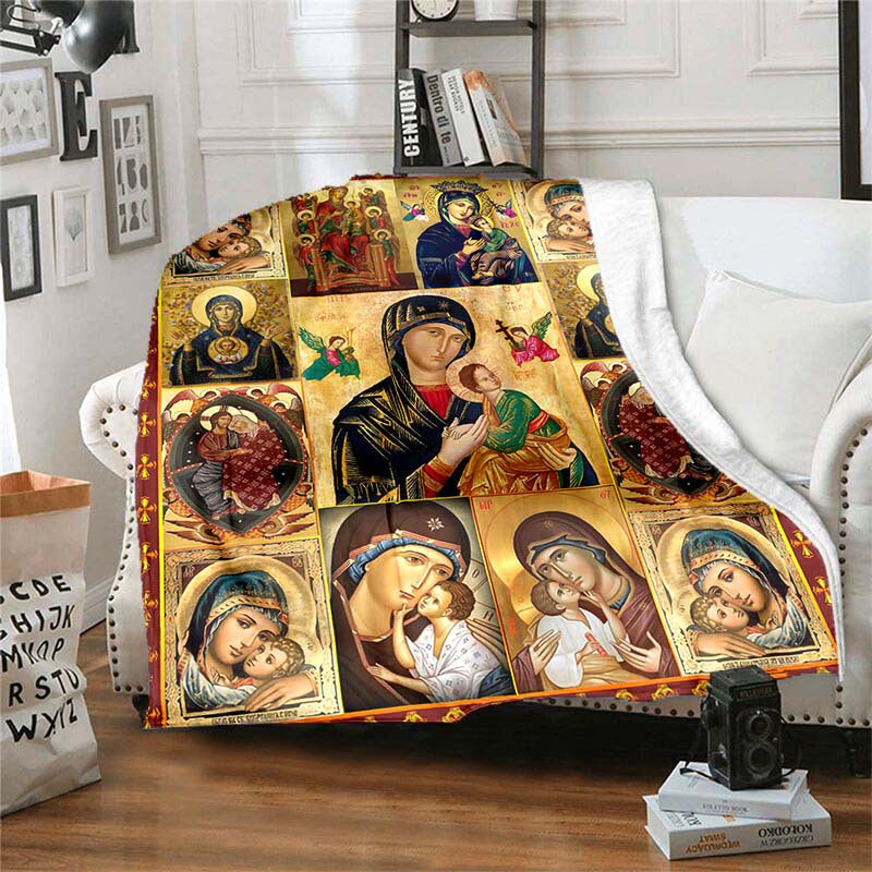 Soft and Warm Virgin Mary Blanket -  Lightweight Flannel Throw for Sofa, Bed, Travel, Camping, Living Room, Office, Couch, Chair, and Bed. Features Digital Printing Fleece Blanket with Soft and Cozy Flannel Fabric.