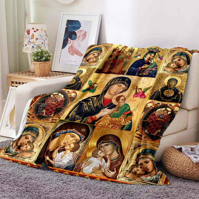 Soft and Warm Virgin Mary Blanket -  Lightweight Flannel Throw for Sofa, Bed, Travel, Camping, Living Room, Office, Couch, Chair, and Bed. Features Digital Printing Fleece Blanket with Soft and Cozy Flannel Fabric.