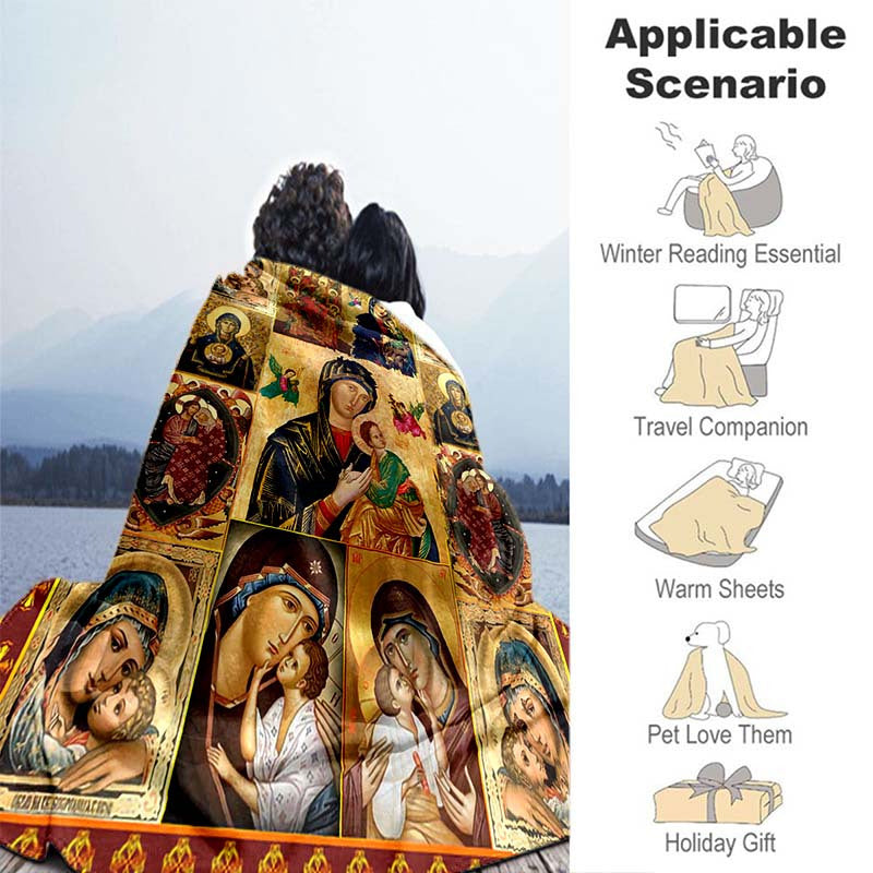 Soft and Warm Virgin Mary Blanket -  Lightweight Flannel Throw for Sofa, Bed, Travel, Camping, Living Room, Office, Couch, Chair, and Bed. Features Digital Printing Fleece Blanket with Soft and Cozy Flannel Fabric.