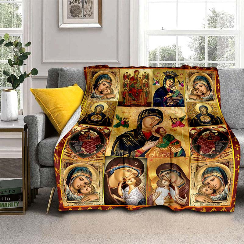 Soft and Warm Virgin Mary Blanket -  Lightweight Flannel Throw for Sofa, Bed, Travel, Camping, Living Room, Office, Couch, Chair, and Bed. Features Digital Printing Fleece Blanket with Soft and Cozy Flannel Fabric.