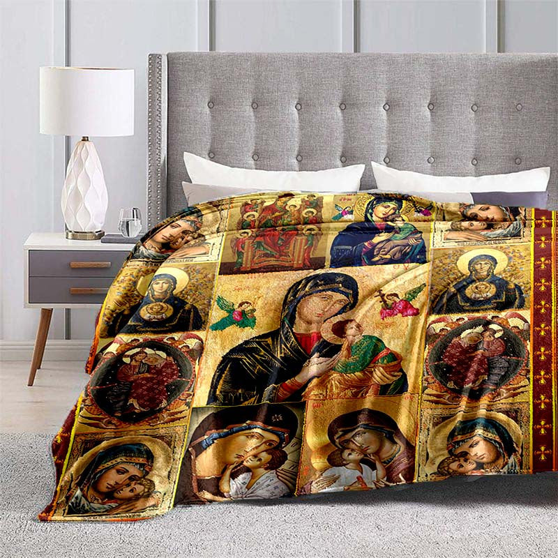 Soft and Warm Virgin Mary Blanket -  Lightweight Flannel Throw for Sofa, Bed, Travel, Camping, Living Room, Office, Couch, Chair, and Bed. Features Digital Printing Fleece Blanket with Soft and Cozy Flannel Fabric.