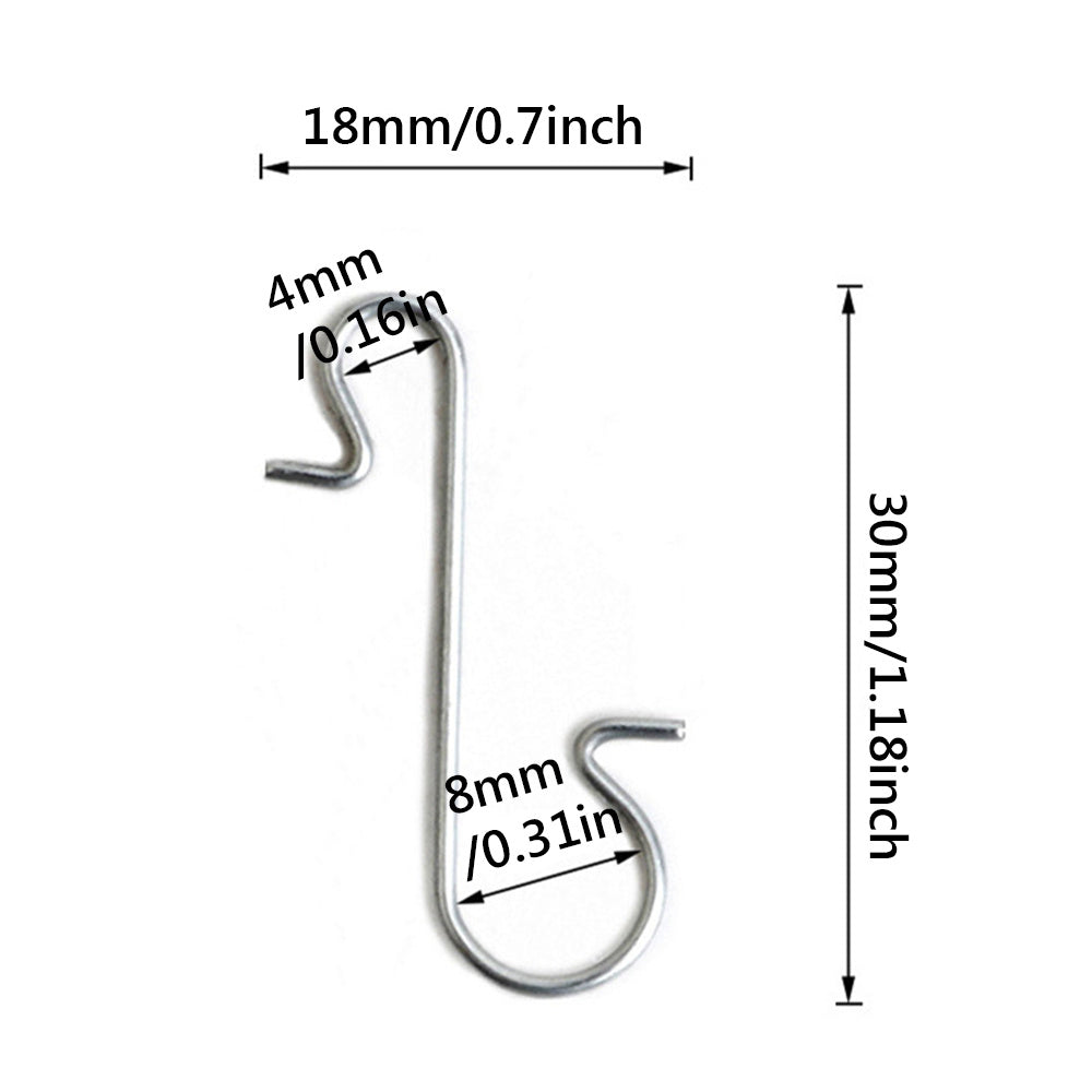 50 Christmas ornament S-shaped hooks for hanging decorations on a tree.