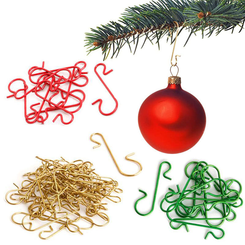 50 Christmas ornament S-shaped hooks for hanging decorations on a tree.