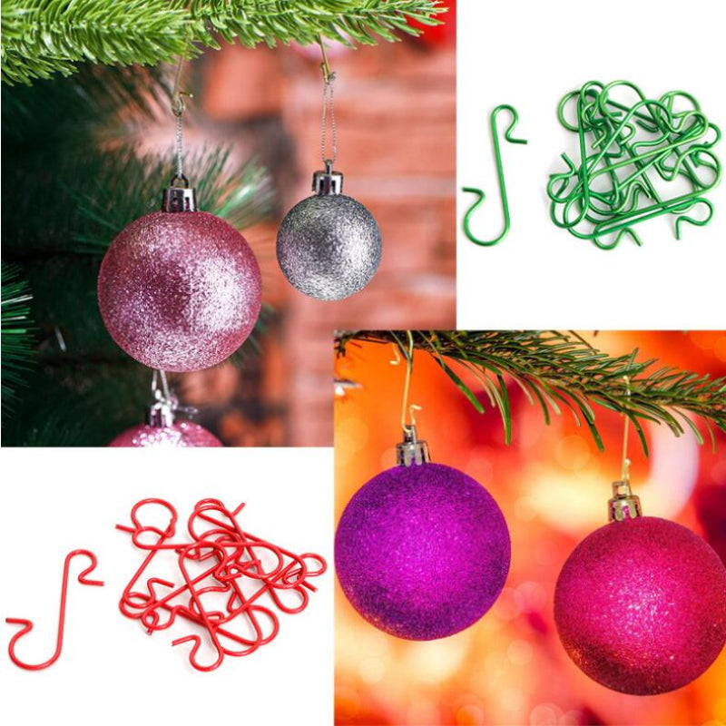 50 Christmas ornament S-shaped hooks for hanging decorations on a tree.