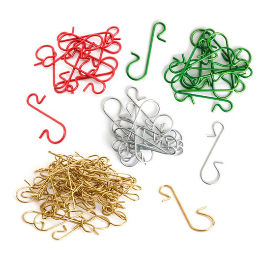 50 Christmas ornament S-shaped hooks for hanging decorations on a tree.