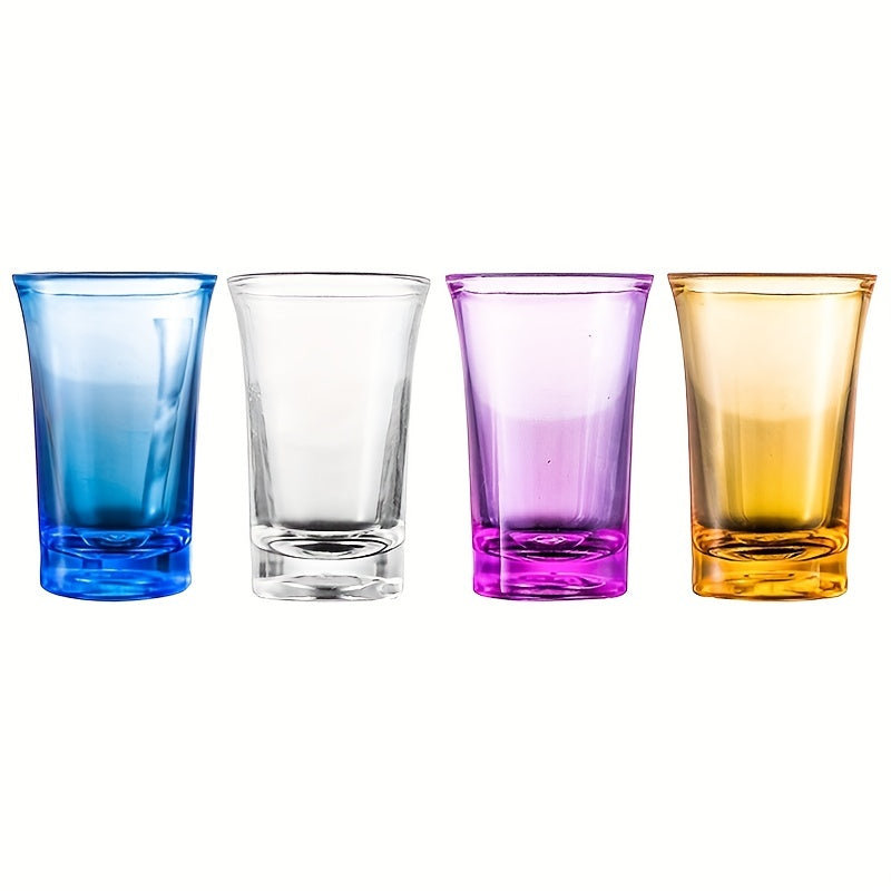 Set of 6 small acrylic shot glasses for bar, pub, club, restaurant, and home use. Ideal for liquor, spirits, and all drinks.