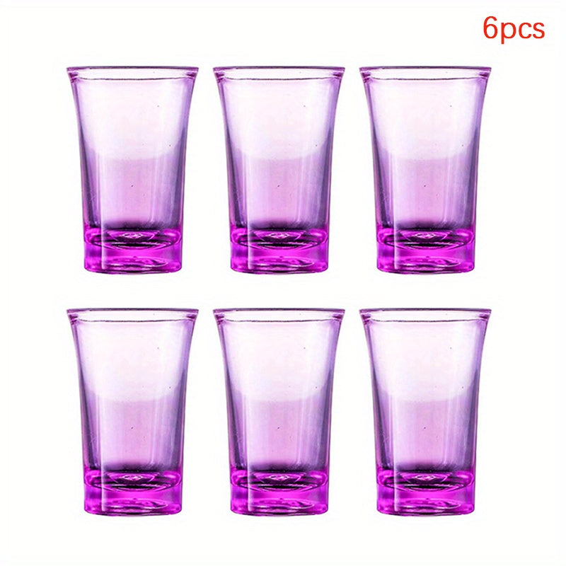 Set of 6 small acrylic shot glasses for bar, pub, club, restaurant, and home use. Ideal for liquor, spirits, and all drinks.