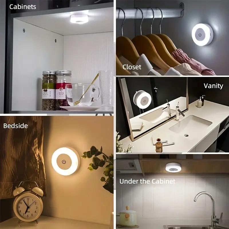 Touch Light Led Tap Light, Portable Wireless Under Cabinet Light with 3 Adjustable Colors - Perfect Dimmable Lighting for Bedroom, Kitchen, Counter, Stairway, Hallway - Ideal Christmas or Halloween Gift