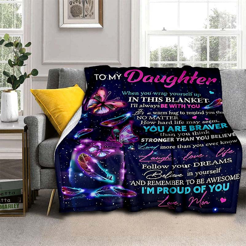 A purple envelope blanket for my daughter, this lightweight flannel throw is perfect for use on the sofa, bed, while traveling, camping, in the living room, office, on the couch, chair, and even in bed. With digital printing on soft and warm flannel