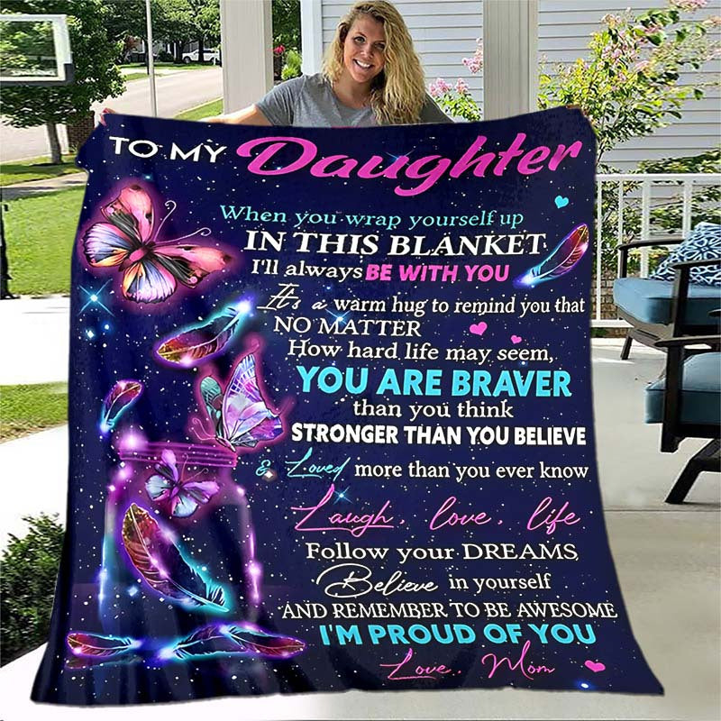 A purple envelope blanket for my daughter, this lightweight flannel throw is perfect for use on the sofa, bed, while traveling, camping, in the living room, office, on the couch, chair, and even in bed. With digital printing on soft and warm flannel