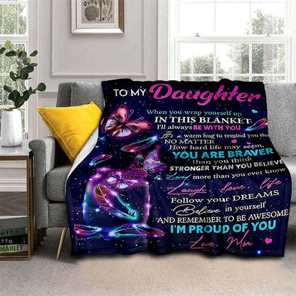 A purple envelope blanket for my daughter, this lightweight flannel throw is perfect for use on the sofa, bed, while traveling, camping, in the living room, office, on the couch, chair, and even in bed. With digital printing on soft and warm flannel