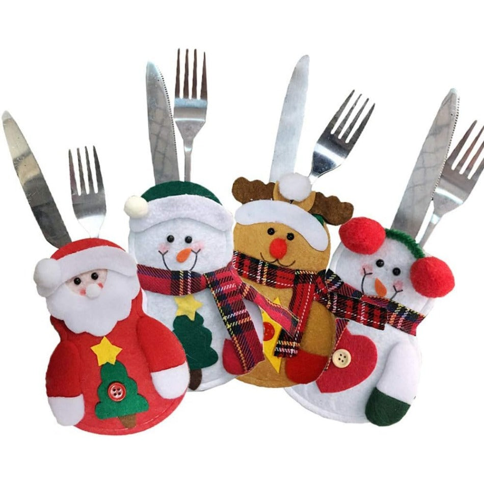 Set of 4/8/12 Christmas cutlery holders for tableware decoration at Xmas parties